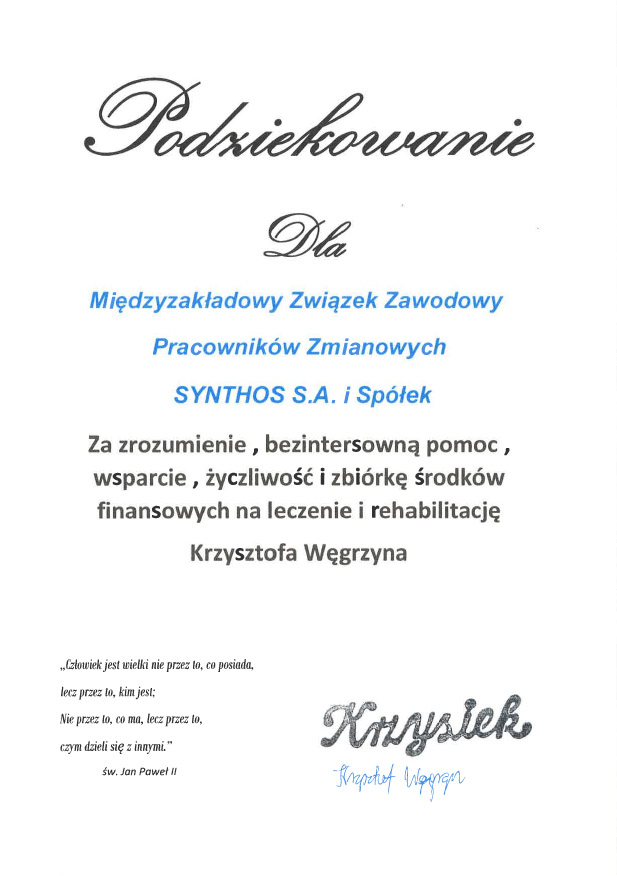 podziękowania